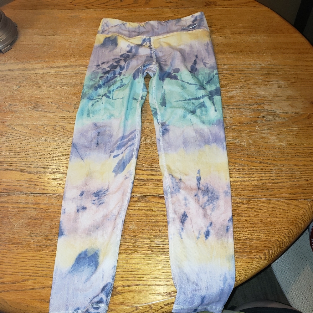Eddie Bauer pastel tie dye girls leggings size Lg  (12/14) Bohemian Hippie Tie
